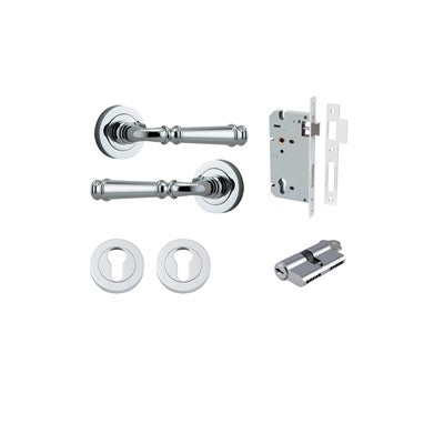 Iver Door Lever Verona Rose Round Polished Chrome Key / Key Entrance Kit