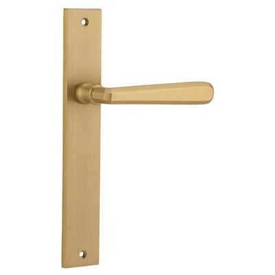 Iver Door Lever Copenhagen Rectangular Latch Pair Brushed Brass L120xP57mm BPH 240x38mm