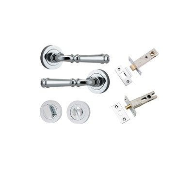 Iver Door Lever Verona Rose Round Polished Chrome Privacy Kit