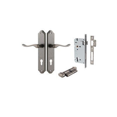 Iver Door Lever Stirling Shouldered Distressed Nickel Key / Thumb Entrance Kit