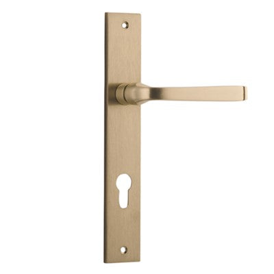 Iver Door Lever Annecy Rectangular Euro Pair Brushed Brass CTC85mm L117xP63mm BPH240xW38mm