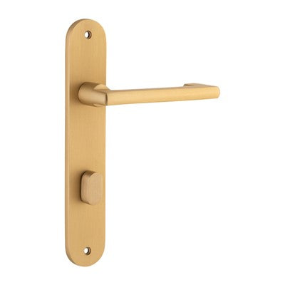 Iver Door Lever Baltimore Return Oval Privacy Pair Brushed Brass CTC85mm L128xP54mm BPH240xW40mm