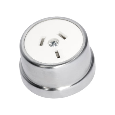 Tradco Socket Traditional White Mechanism Satin Chrome D50xP30mm