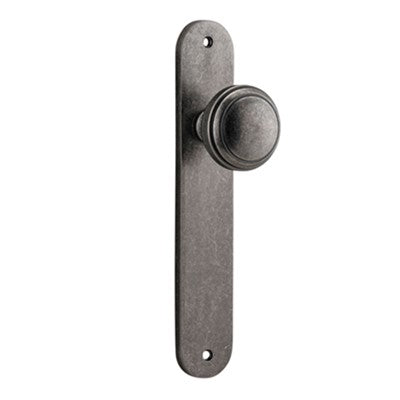 Iver Door Knob Paddington Oval Latch Pair Distressed Nickel D55xP61mm BPH240xW40mm