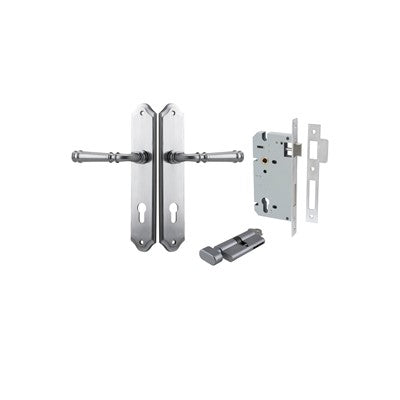 Iver Door Lever Verona Shouldered Brushed Chrome Key / Thumb Entrance Kit