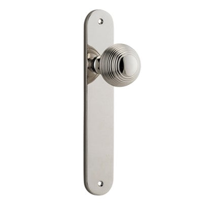 Iver Door Knob Guildford Oval Latch Pair Polished Nickel D52xP72mm BPH240xW40mm