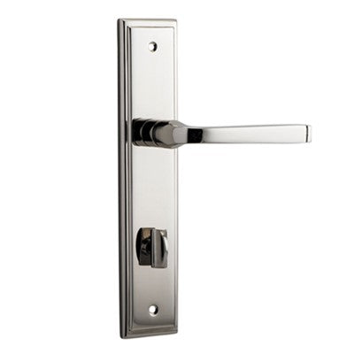 Iver Door Lever Annecy Stepped Privacy Pair Polished Nickel CTC85mm L117xP66mm BPH237xW50mm