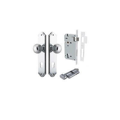 Iver Door Knob Guildford Shouldered Polished Chrome Key / Thumb Entrance Kit