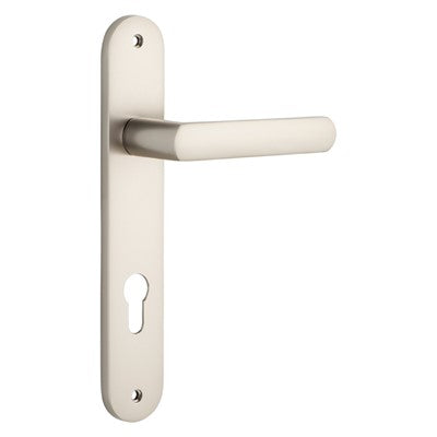 Iver Door Lever Osaka Oval Euro Pair Satin Nickel CTC85mm L120xP52mm BPH240xW40mm