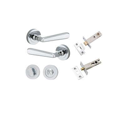 Iver Door Lever Copenhagen Rose Round Polished Chrome Privacy Kit