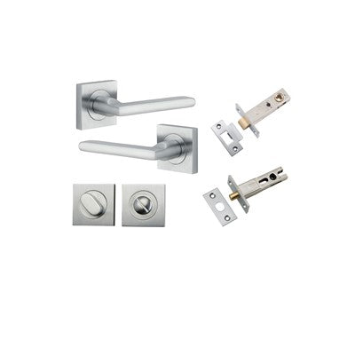 Iver Door Lever Baltimore Rose Square Brushed Chrome Privacy Kit