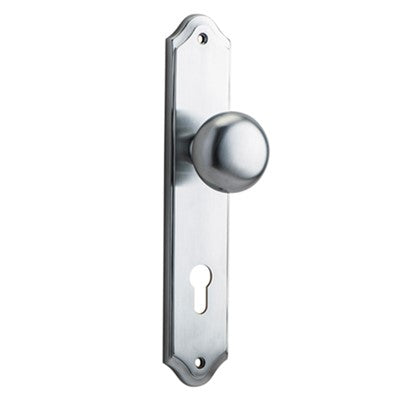 Iver Door Knob Cambridge Shouldered Euro Pair Brushed Chrome CTC85mm D55xP62mm BPH250xW48mm