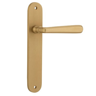 Iver Door Lever Copenhagen Oval Latch Pair Brushed Brass L120xP57mm BPH240xW40mm