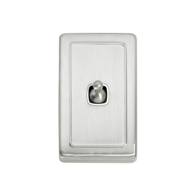 Tradco Switch Flat Plate Toggle 1 Gang White Satin Chrome H115xW72mm