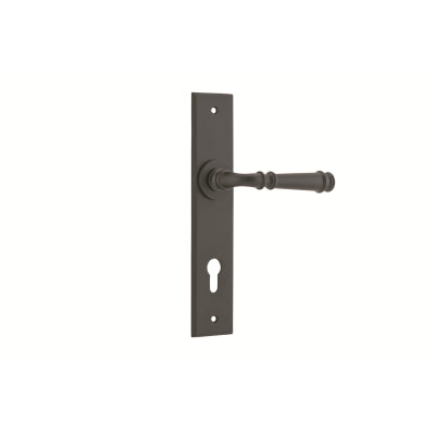 Iver Door Lever Verona Chamfered Euro Pair Matt Black CTC85mm L122xP58mm BPH240xW50mm