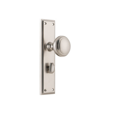 Tradco Door Knob Milton Privacy Pair Satin Nickel H200xW50xP73mm with privacy adaptor