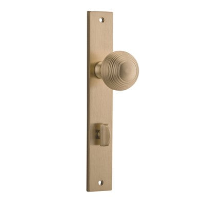 Iver Door Knob Guildford Rectangular Privacy Pair Brushed Brass CTC85mm D52xP72mm BPH240xW38mm