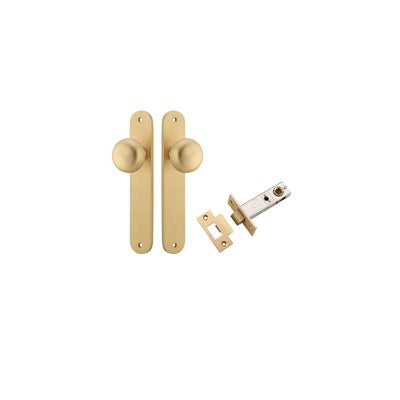 Iver Door Knob Cambridge Oval Brushed Brass Passage Kit