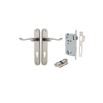 Iver Door Lever Stirling Oval Satin Nickel Key / Key Entrance Kit