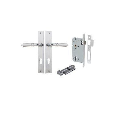 Iver Door Lever Sarlat Rectangular Brushed Chrome Key / Thumb Entrance Kit