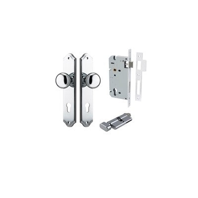 Iver Door Knob Cambridge Shouldered Polished Chrome Key / Thumb Entrance Kit