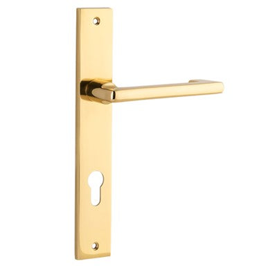 Iver Door Lever Baltimore Return Rectangular Euro Pair Polished Brass CTC85mm L128xP54mm BPH240xW38mm