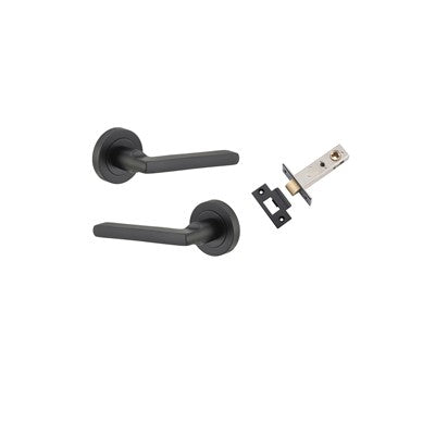 Iver Door Lever Baltimore Rose Round Matt Black Passage Kit