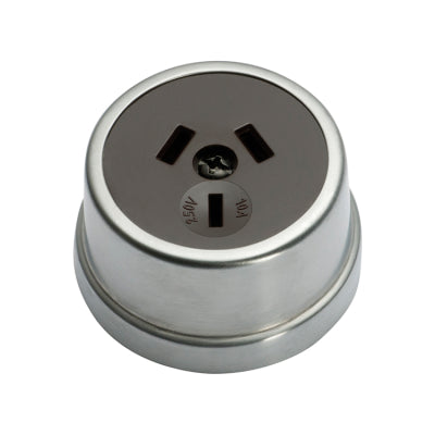 Tradco Socket Traditional Brown Mechanism Satin Chrome D50xP30mm