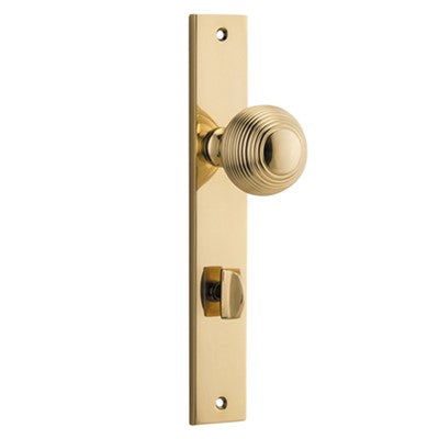 Iver Door Knob Guildford Rectangular Privacy Pair Polished Brass CTC85mm D52xP72mm BPH240xW38mm