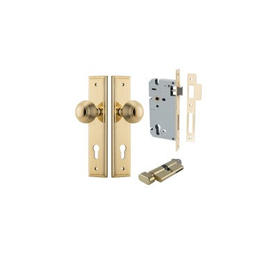 Iver Door Knob Guildford Stepped Polished Brass Key / Thumb Entrance Kit