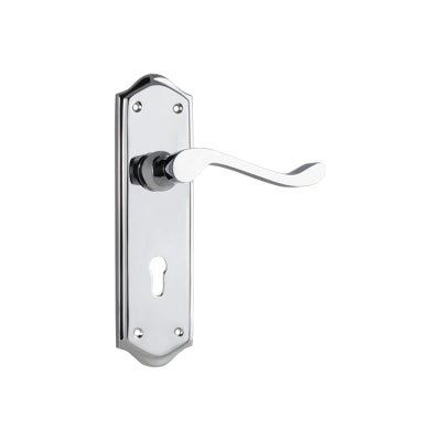 Tradco Door Lever Henley Lock Pair Chrome Plated H180xW50xP58mm