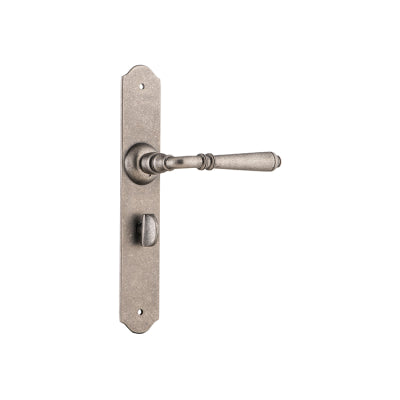 Tradco Door Lever Reims Privacy Pair Rumbled Nickel H240xW43xP70mm with privacy adaptor