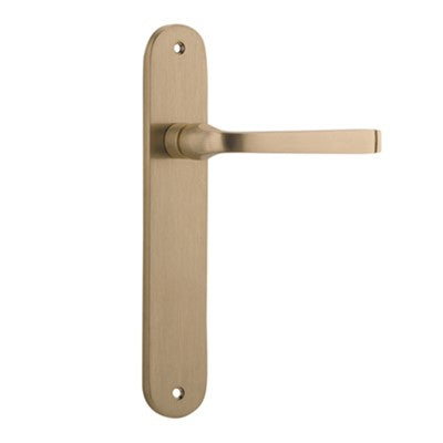 Iver Door Lever Annecy Oval Latch Pair Brushed Brass L117xP63mm BPH240xW40mm