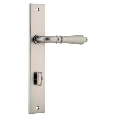 Iver Door Lever Sarlat Rectangular Privacy Pair Satin Nickel CTC85mm L111xP53mm BPH240xW38mm