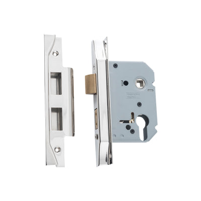 Tradco Mortice Lock Euro Rebated Polished Nickel CTC47.5mm Backset 57mm