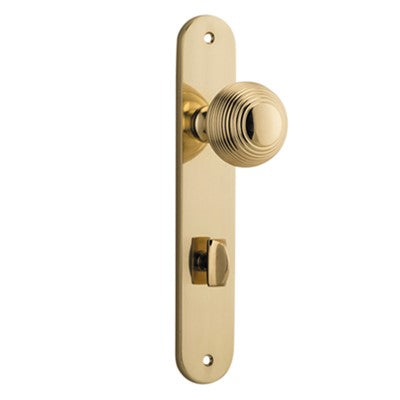 Iver Door Knob Guildford Oval Privacy Pair Polished Brass CTC85mm D52xP72mm BPH240xW40mm