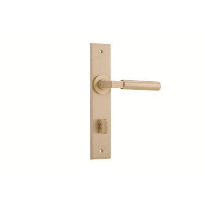 Iver Door Lever Berlin Chamfered Privacy Pair Brushed Brass CTC85mm L120xP59mm BPH240xW50mm