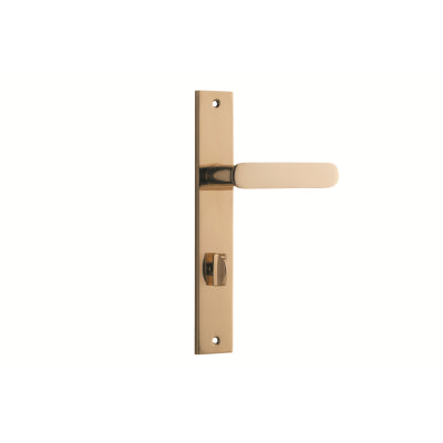 Iver Door Lever Bronte Rectangular Privacy Pair Polished Brass CTC85mm L117xP53mm BPH240xW38mm