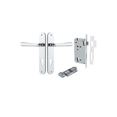 Iver Door Lever Copenhagen Oval Polished Chrome Key / Thumb Entrance Kit