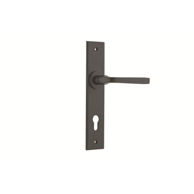 Iver Door Lever Annecy Chamfered Euro Pair Matt Black CTC85mm L117xP65mm BPH240xW50mm