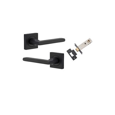 Iver Door Lever Baltimore Rose Square Matt Black Passage Kit