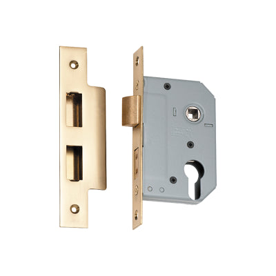 Tradco Mortice Lock Euro Polished Brass CTC47.5mm Backset 46mm