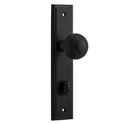 Iver Door Knob Guildford Stepped Privacy Pair Matt Black CTC85mm D52xP75mm BPH237xW50mm