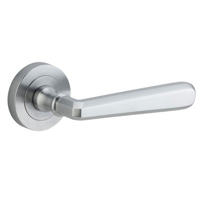 Iver Door Lever Copenhagen Rose Round Concealed Fix Pair Brushed Chrome L120xP60mm BPD52mm