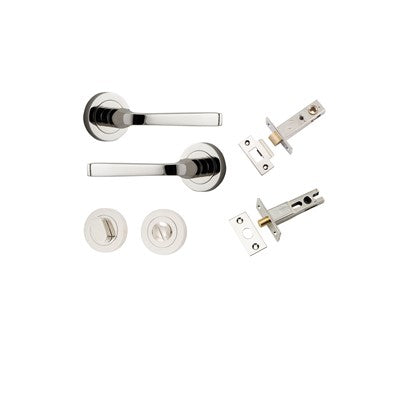 Iver Door Lever Annecy Rose Round Polished Nickel Privacy Kit