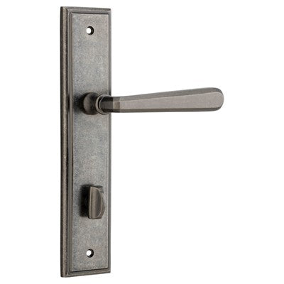 Iver Door Lever Copenhagen Stepped Privacy Pair Distressed Nickel CTC85mm L120xP60mm BPH237xW50mm