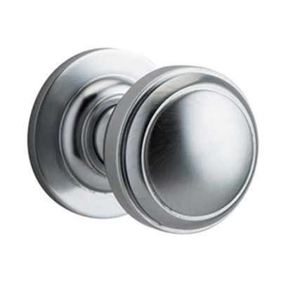 Iver Door Knob Paddington Rose Round Concealed Fix Pair Brushed Chrome D55xP68mm BPD58mm