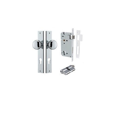 Iver Door Knob Cambridge Rectangular Polished Chrome Key / Key Entrance Kit