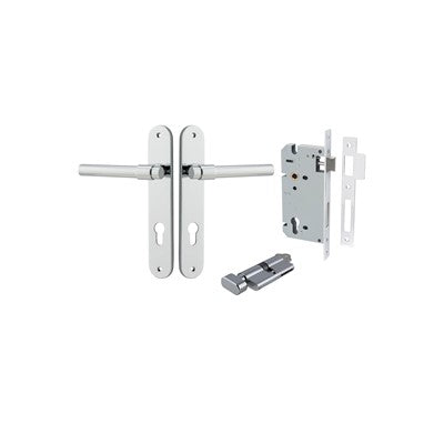 Iver Door Lever Helsinki Oval Polished Chrome Key / Thumb Entrance Kit