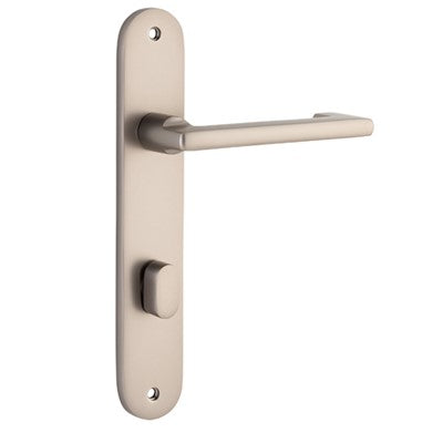 Iver Door Lever Baltimore Return Oval Privacy Pair Satin Nickel CTC85mm L128xP54mm BPH240xW40mm